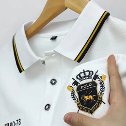 Summer Embroidered Polo Shirt Men High Quality Men's Short Sleeve Breathable Top Business Casual Poloshirt for Men 240119