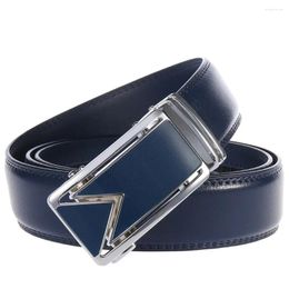 Belts 2024 Men's Leather Belt Two Layers Of Cowhide Automatic Buckle Korean Version Business