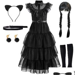 Cosplay Wednesday Addams For Girl Costume Vestidos Kids Party Dresses Carnival Easter Halloween Costumes 514 Years Drop Delivery Bab Otprz