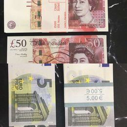 Prop Money Toys Uk Euro Dollar Pounds GBP British 10 20 50 commemorative fake Notes toy For Kids Christmas Gifts or Video Film 100 PCS/PackW09S