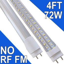 T8 G13 4ft Led Tube Light Replacement 6500k 2Pin 72W Daylight (Bypass Ballast) 150W Equivalent, 7200 Lumen, Dual-End Powered Clear Cover AC 85-277V usastock