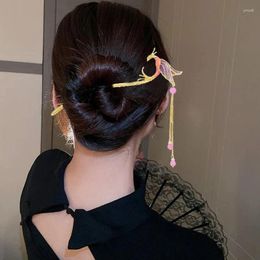 Hair Clips Vintage Tassel Phoenix Student Pearl Rhinestone Butterfly Stick Hanfu Jewellery Wedding Accessories Charm Metal Hairpins