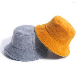 Berets Faux Fur Fluffy Bucket Hats Woman Men Autumn Outdoor Warm Soft Winter Hat Velvet Casual Fisherman Fashion Panama Cap