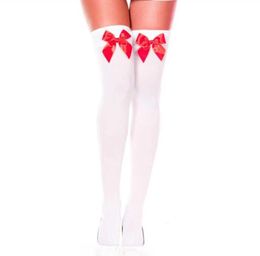 Sports Socks Sexy Stockings Bowknot Women Thigh High Over Knee Socks Opaque Black Girls Stretchy Elastic Spring Fashion Solid Long Chaussette YQ240126