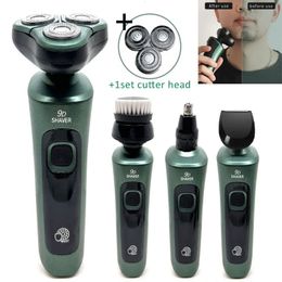 Green Smart Electric Shaver LCD Digital Display Three-head Floating Razor USB Rechargeable Washing Multi-function Beard Knife 240119