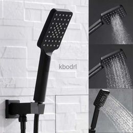 Bathroom Shower Heads 3 Mode Shower Head Black Matte Handheld Sprayer Wall Mounted Shower Set With 1.5M Hose Water Rain Saving ABS Shower Sprayer YQ240126