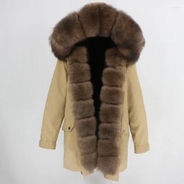 Women's Trench Coats Waterproof Women Long Parka Winter Jacket Real Fur Coat Natural Collar Hood Warm Detachable Streetwear Luxury