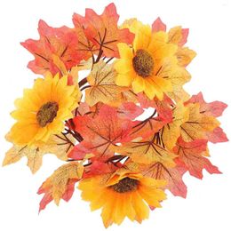 Decorative Flowers Maple Wreath Fall Rings Autumn Artificial Party Ornament Harvest Festival Home Door Hanging Holders