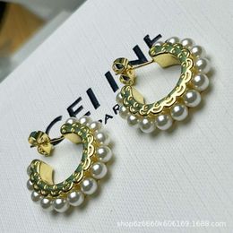 celinily Style Celebrity Pearl Earring Earrings Female Style Half Round C-shaped Design Sense Minimalist Earrings