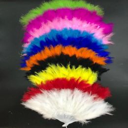 10 Colours Folding Feather Fan Party Decoration Hand Held Vintage Chinese Style Dance Wedding Craft Downy Feathers Foldable Dancing Fans 0126