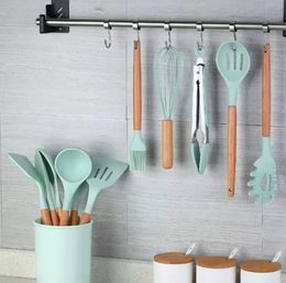 Ferramentas de cozinha de silicone utensílios de cozinha 12 peças conjuntos de espátula antiaderente ferramentas de cozinha conjunto de espátula de cozinha