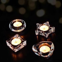2PCS Candle Holders European Small Glass Candle Holder Night Tea Light Bar Home Candlesticks Creative Decor