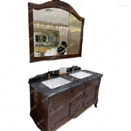 Bathroom Sink Faucets Customized American-Style Solid Wood Cabinet Oak Antique Marble Inter-Platform