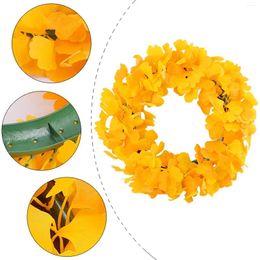 Decorative Flowers Ginkgo Leaves Fall Wreath Thanksgiving Realistic Autumn Wall Hanging Ornament For Halloween Holiday Home Decor