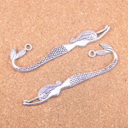 18pcs Charms double sided mermaid bookmarks 82mm Antique PendantsVintage Tibetan Silver JewelryDIY for bracelet necklace y240119