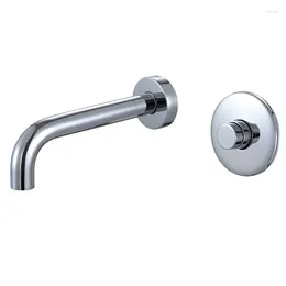 Bathroom Sink Faucets Button Type Single Cold Delay Faucet All Copper Wall Mounted Split Press Tap