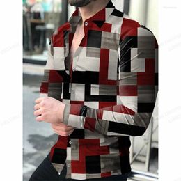 Men's Casual Shirts Cuban Long Sleeve Hawaiian Shirt Fashion Truss Beach Blouse Clothing Turned Collar Streetwear