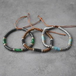 Strand Handmade Artificial Turquoise Hematite Charm Bracelet Healthy Beads Men's Friendship Jewelry