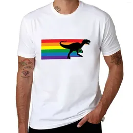 Men's Polos Rainbosaurus Rex T-Shirt Aesthetic Clothes Sports Fans Black T-shirts For Men