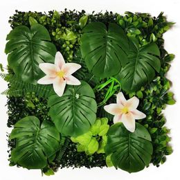 Decorative Flowers 50 50cm Artificial Lawn Jungle Flower Lily Wedding Background Green Home Plant Wall Panel Office For Decora