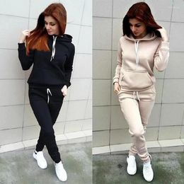 Men's Tracksuits Winter Female Warm Sweatshirt Suit For Woman Autumn Women's Fleece Tracksuit 2 Pieces Set Pullover Hoodies Pants Sport