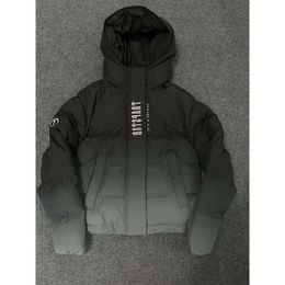 Trapstar London Decoded Hooded Puffer 2.0 Gradient Black Jacket Men Embroidered Thermal Hoodie Men Winter Coat Tops 477