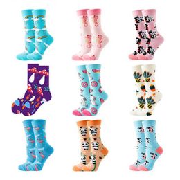 Sports Socks Women Designer Fashion Funny Creative Middle Tube Cotton Woman Colorful Cute Pattern Animal Plant Sports Sock Wonder Socks Gift YQ240126