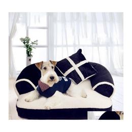 Kennels Pens Warm Small Dog Bed Luxury Pet Sofa With Pillow Detachable Wash Soft Fleece Cat House Drop Delivery Home Garden Suppli Dhap2
