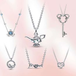 Echte Sterling Silber Maus Schlüssel Lampe Frauen Schmuck Mode Kürbis Warenkorb Halskette Für Liebe Geschenk