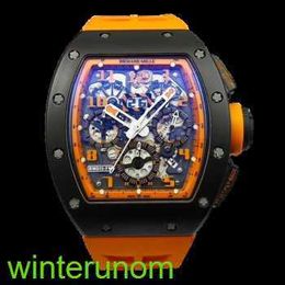 RM Automatic Winding Watches Richardmills Men's Series RM 011 Orange Ceramic Limited Edition Men's Fashion Leisure Sports Mechanical Wrist Watch FN CREZ