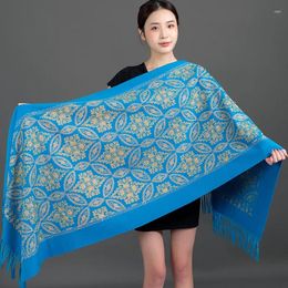 Scarves Oversize Shawls Luxury Floral Pashmina Fashion Tassels Women Imitation Cashmere Cape Embroidery Foulard Bufanda Blanket