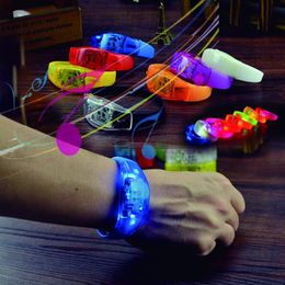 20PCS Fluorescent Bracelets Sound Control Led Flashing Silicone Bracelet Vibration Bangle Christmas DJ wedding Party Decoration 240118