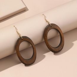 Dangle Earrings Natural Wood Circle Hollow Drop Bohemia Ethnic For Women Jewellery Accessories Gift