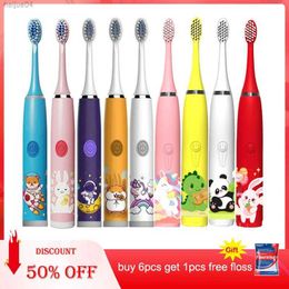 Toothbrush Child's USB Sonic Electric Toothbrush Rechargeable Colourful Cartoon Brush Kids Automatic IPX7 Waterproof With Replacement Heads