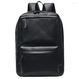 Backpack Men Laptop Soft PU Leather Waterproof High Quality Commute Business School Bag Male Notebook Computer