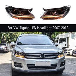 For VW Tiguan LED Headlight 07-12 Car Accessories DRL Daytime Running Light Dynamic Streamer Turn Signal High Beam Angel Eye Projector Lens