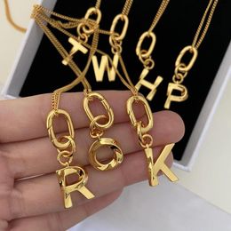 Charm Hot Famous Designer Brand Gold Plating Brass English Letter Necklace Earrings Set Women Jewelry Gift Trend