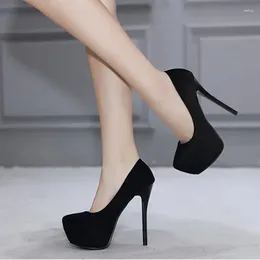 Dress Shoes 12/14CM Super Stiletto Pumps Shallow Mouth Suede 4CM Waterproof Platform Women's Sexy And Elegant Banquet Party High Heels