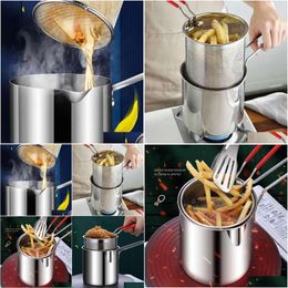 Cookware Parts Kitchen Deep Frying Pot With Strainer 304 Stainless Steel Tempura Pan Chicken Fried Cooking Drop Delivery Home Garden K Ot7Jd