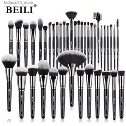 Makeup Brushes BEILI Natural Black 15-42Pcs Makeup Brushes Set Foundation Powder Concealer Eyebrow Eyeshadow pinceaux de maquillage Q240126