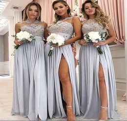 2024 Sheer Neck Bridesmaid Dress Chiffon Summer Country Garden Formal Wedding Party Guest Maid of Honour Gown Plus Size Custom Made