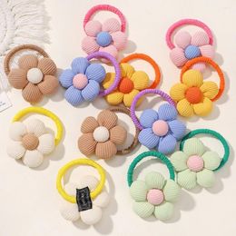 Hair Accessories 2Pcs Lovley Flower Head Rope Girls Ponytail Elastic Bands Children Ties Cartoon Kids Baby Headwear