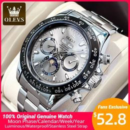 OLEVS Automatic Mechanical Watch for Men TOP Brand Original Stainless Steel Luminous Waterproof Date Man Wrist Watch Luxury Set 240123