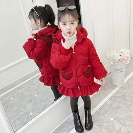 Down Coat Girls' Cotton Padded Clothes Korean Foreign Style Medium And Long Baby Thickened