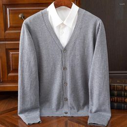 Men's Sweaters Male Sweater Men Cardigan Spring V-neck Warm Autumn Knitted Leisure Long Sleeve Slight Stretch Soft Baggy Button