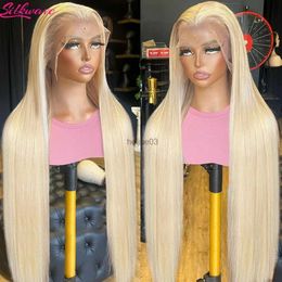 Cosplay Wigs 30 36 inch 613 Honey Blonde Bone Straight Lace Front Human Hair Wigs For Women Colored Transparent 13x4 Lace Frontal Wig On Sale