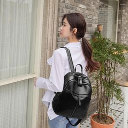 School Bags Fashion Women PU Leather Knapsacks Solid Color Ladies Shopping Rucksacks Student Travel Large Capacity Backpack