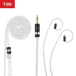 Accessories TRN for T6 16Core Silver Plated OCC Copper Litz /3.5MM With MMCX/2PIN Connector Upgraded Cable For TRN Earphones MT4 PRO