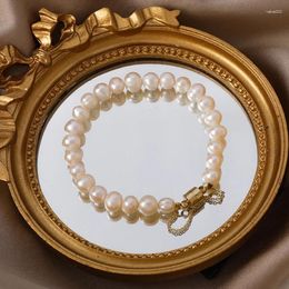 Link Bracelets Natural Freshwater Pearl Elegant Baroque Pearls Beaded Bracelet For Women Men Elastic Chain Fine Jewellery Wedding Gifts