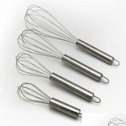 Egg Tools Stainless Steel Balloon Wire Whisk Tools Blending Whisking Beating Stirring Egg Beater Durable 4 Sizes 6-Inch/8-Inch/10-Inch Dhbat